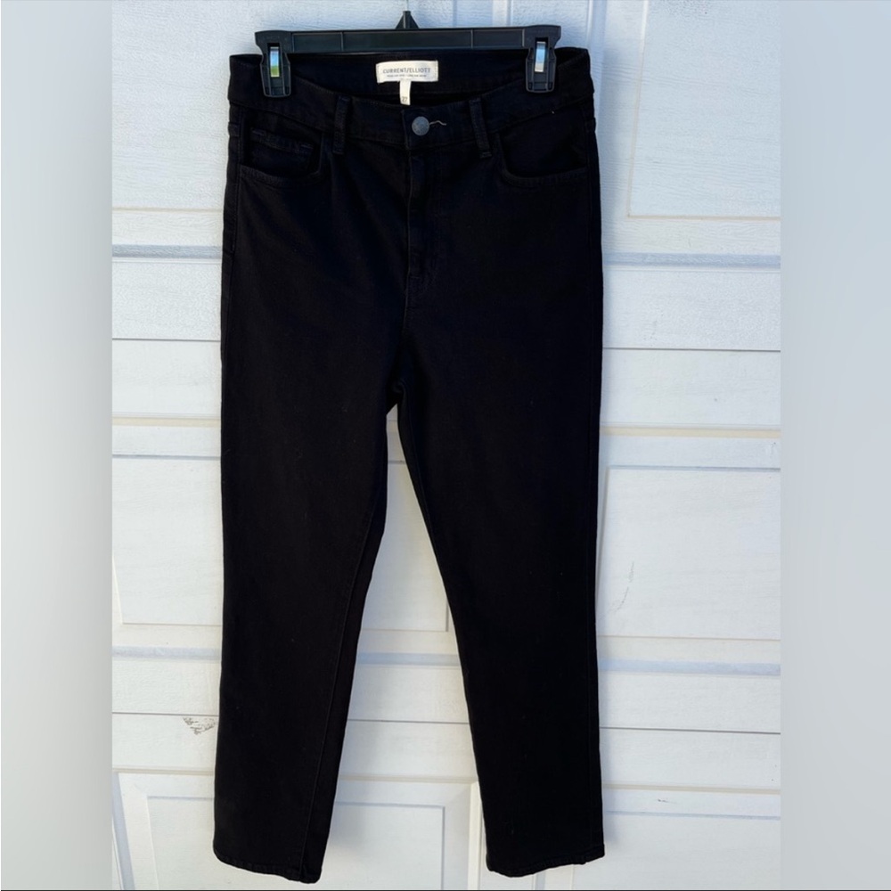 Women's Current/Elliott the soul mate slim straight black jeans 27